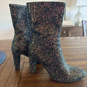 Glittering Black Ankle Boots